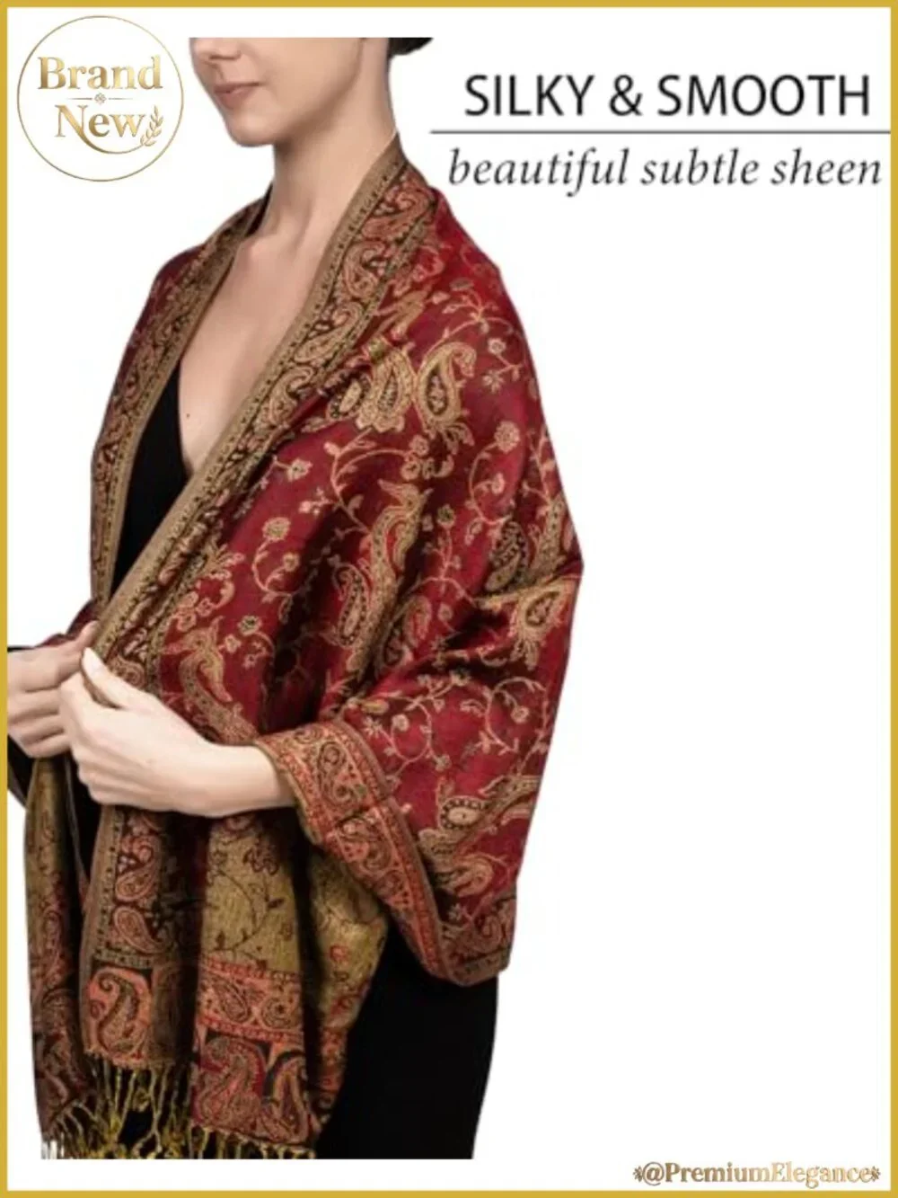 Reversible Paisley Pashmina Shawl Wrap Viscose Acrylic Lightweight